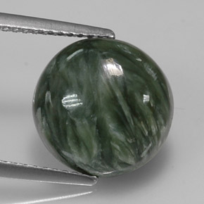 Serafinita verde natural 4,98ct, corte redondo, opaco