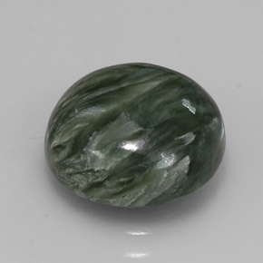 Serafinita verde natural 4,98ct, corte redondo, opaco