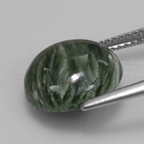 Serafinita verde natural 4,98ct, corte redondo, opaco