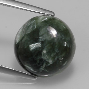 Serafinita verde natural 5,02ct, corte redondo, opaco