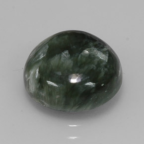 Serafinita verde natural 5,02ct, corte redondo, opaco