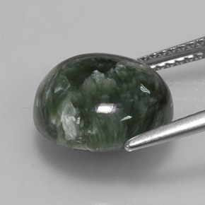 Serafinita verde natural 5,02ct, corte redondo, opaco