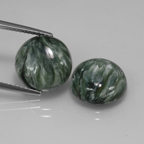 Pedras preciosas de serafinita verde natural de  ct, corte redondo, opaco