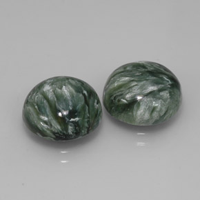 Pedras preciosas de serafinita verde natural de  ct, corte redondo, opaco