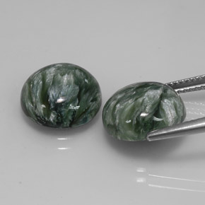 Pedras preciosas de serafinita verde natural de  ct, corte redondo, opaco