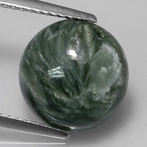 Serafinita verde natural 4,10ct, corte redondo, opaco