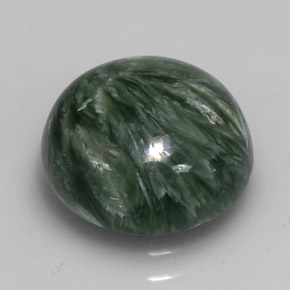 Serafinita verde natural 4,10ct, corte redondo, opaco