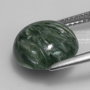 Serafinita verde natural 4,10ct, corte redondo, opaco
