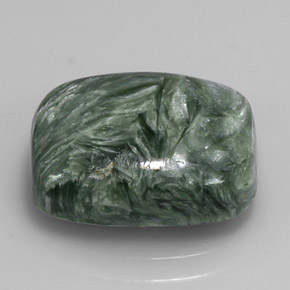 Serafinita verde natural 5,87ct, almofada cortada, opaco