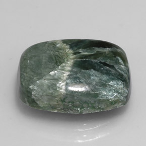 Serafinita verde natural 5,49ct, almofada cortada, opaco