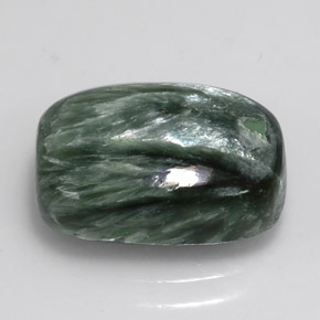 Serafinita verde natural 5,76ct, almofada cortada, opaco
