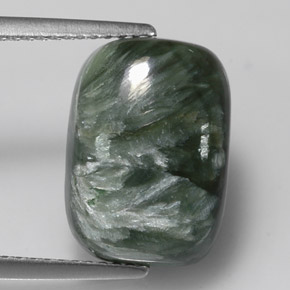Serafinita Verde Natural 6.08ct, Almofada cortada, Opaco