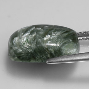 Serafinita Verde Natural 6.08ct, Almofada cortada, Opaco