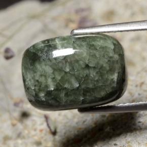 Serafinita verde natural 5,99ct, almofada cortada, opaco