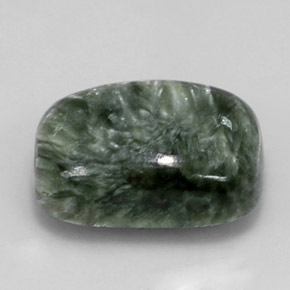 Serafinita verde natural 6,14ct, almofada cortada, opaco