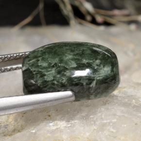 Serafinita verde natural 6,02ct, almofada cortada, opaco
