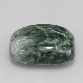 Serafinita verde natural 5,32ct, almofada cortada, opaco