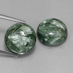 Pedras preciosas de serafinita verde natural de  ct, corte redondo, opaco