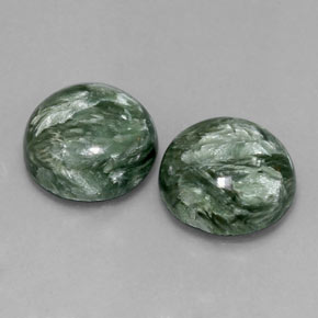 Pedras preciosas de serafinita verde natural de  ct, corte redondo, opaco