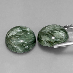 Pedras preciosas de serafinita verde natural de  ct, corte redondo, opaco