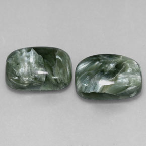 Pedras preciosas de serafinita verde natural de 11,70 ct, almofada cortada, opaco