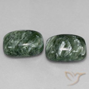 Pedras preciosas de Serafinita Verde médio natural de 11.72 ct, Almofada, Opaco