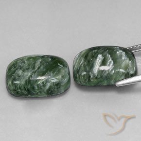 Pedras preciosas de Serafinita Verde médio natural de 11.72 ct, Almofada, Opaco