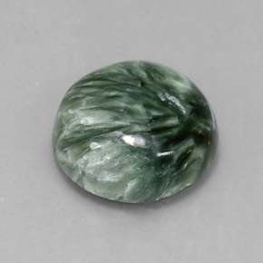 Serafinita verde natural 4,67ct, corte redondo, opaco