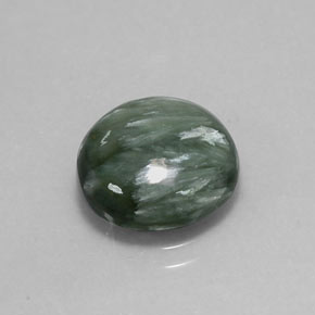 Serafinita verde natural 4,56ct, corte redondo, opaco