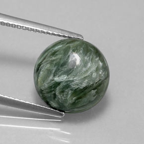 Serafinita Verde Natural 5.11ct, Corte Redondo, Opaco