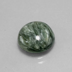 Serafinita Verde Natural 5.11ct, Corte Redondo, Opaco