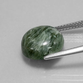 Serafinita Verde Natural 5.11ct, Corte Redondo, Opaco