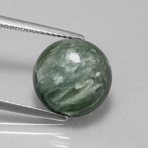 Serafinita verde natural 4,85ct, corte redondo, opaco