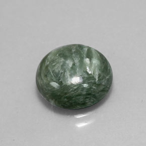 Serafinita verde natural 4,85ct, corte redondo, opaco