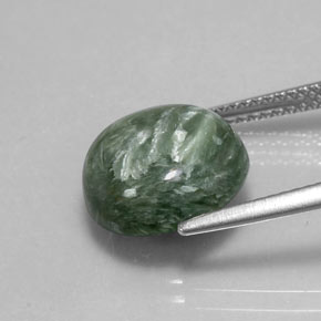 Serafinita verde natural 4,85ct, corte redondo, opaco