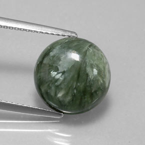 Serafinita verde natural 4,61ct, corte redondo, opaco