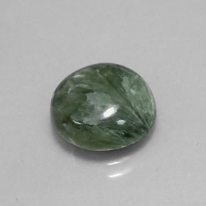 Serafinita verde natural 4,61ct, corte redondo, opaco
