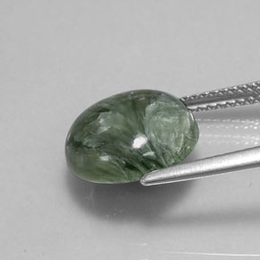 Serafinita verde natural 4,61ct, corte redondo, opaco