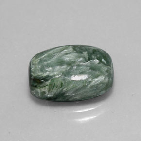 Serafinita verde natural 5,41ct, almofada cortada, opaco