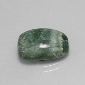 Serafinita verde natural 4,86ct, almofada cortada, opaco