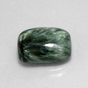 Serafinita verde natural 6,39ct, almofada cortada, opaco