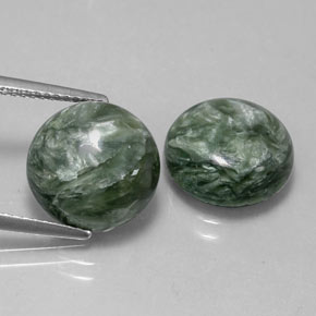 Pedras preciosas de serafinita verde natural de  ct, corte redondo, opaco