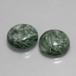 Pedras preciosas de serafinita verde natural de  ct, corte redondo, opaco