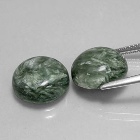 Pedras preciosas de serafinita verde natural de  ct, corte redondo, opaco