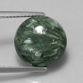 Serafinita verde natural 5,12ct, corte redondo, opaco