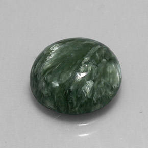 Serafinita verde natural 5,12ct, corte redondo, opaco