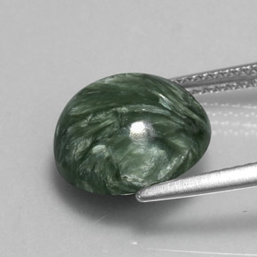Serafinita verde natural 5,12ct, corte redondo, opaco