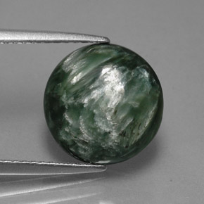Serafinita verde natural 4,24ct, corte redondo, opaco