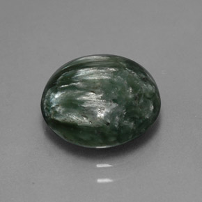 Serafinita verde natural 4,24ct, corte redondo, opaco