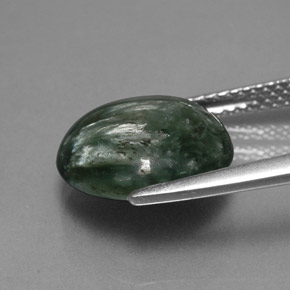 Serafinita verde natural 4,24ct, corte redondo, opaco